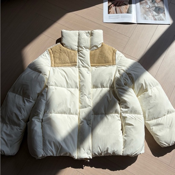 Moncler Jackets & Blazers - NWOT Moncler Women's Cream and Tan Puffer Jacket, Size 2 = M